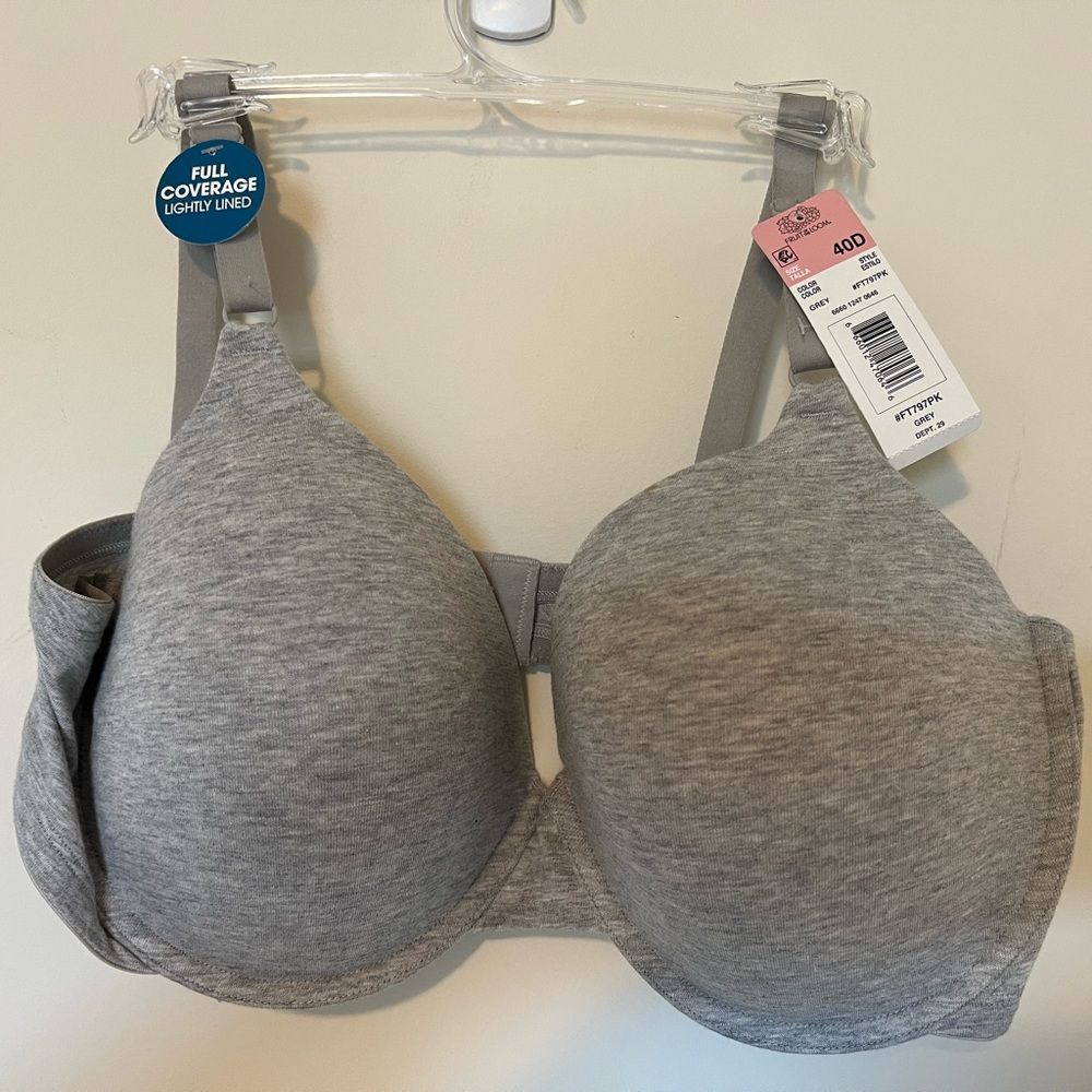 Fruit of the Loom Size 40D Heather Grey Bra NWT - Picture 1 of 3